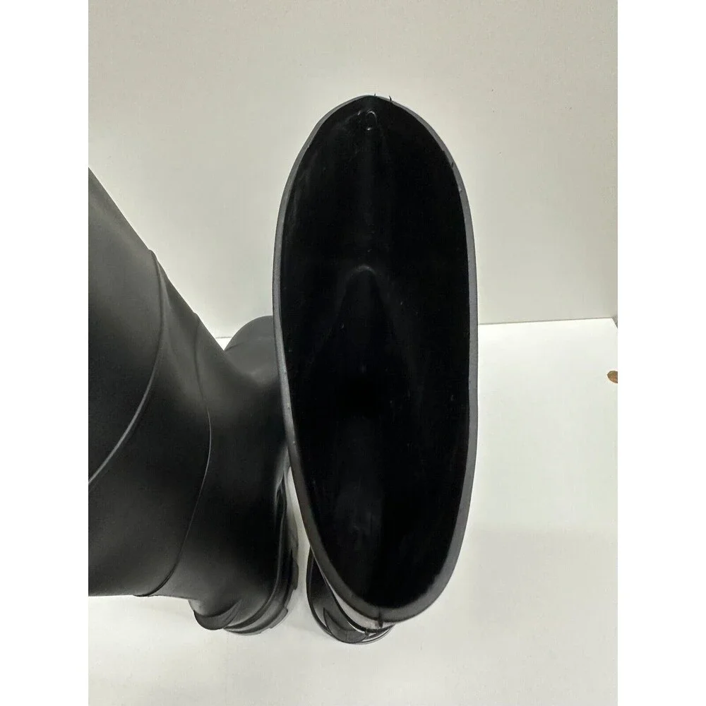 Rainboots men size 10 women size 12 unisex black rubber waterproof made in USA